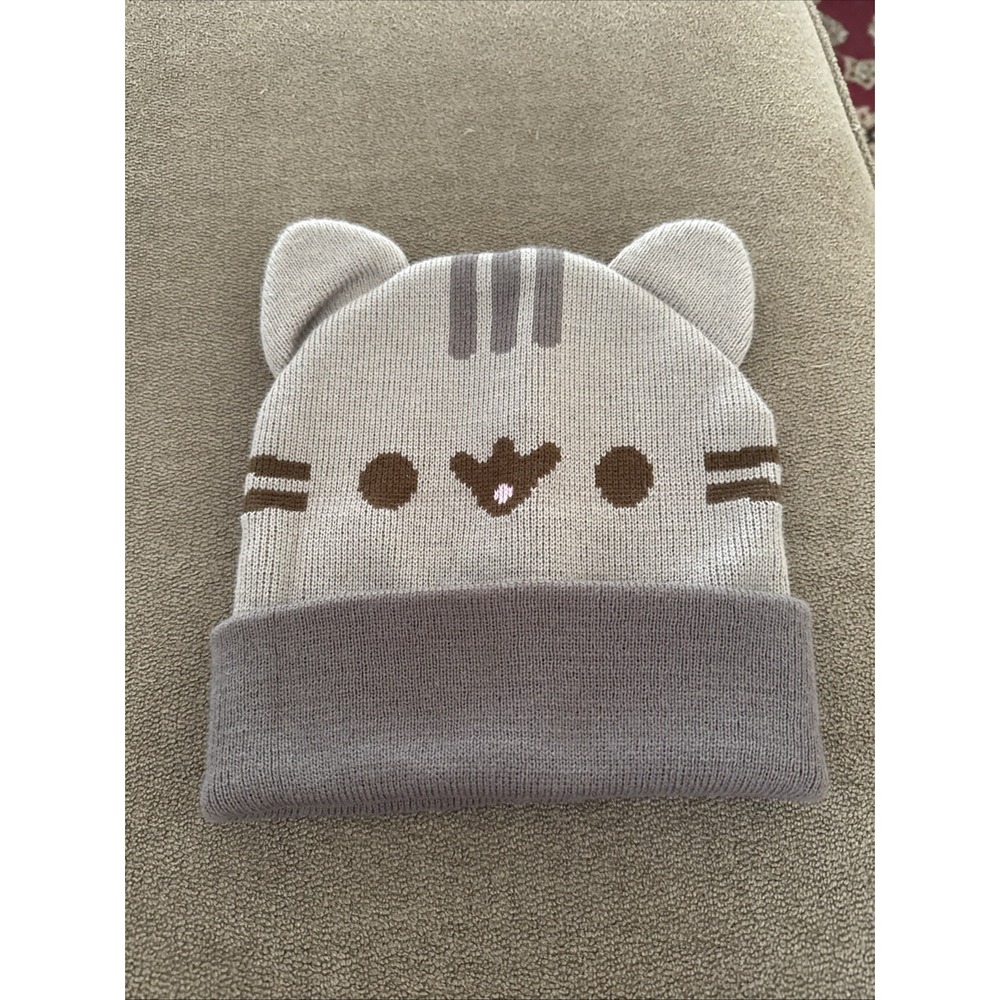 Pusheen Beanie Hat with Ears Standard One Size Brown Gray (Lexi)